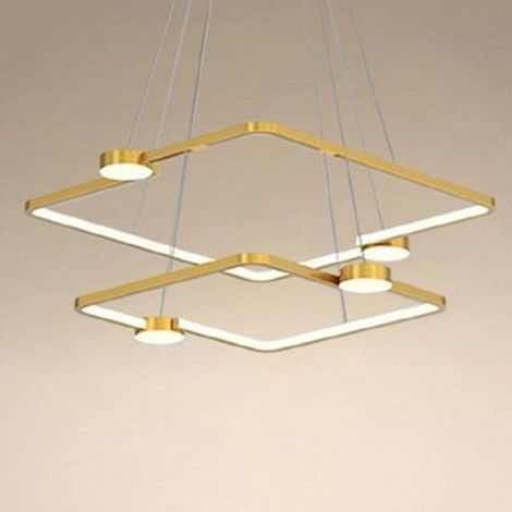 Trade Shop - LED 60W 2 QUADRATI MIT TELECOMANDO DESIGN MODERN ORO 71200 - (1/4)