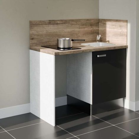 Kitchenette K08L-PT - 120 cm avec plan de travail et évier - emplacement frigo
