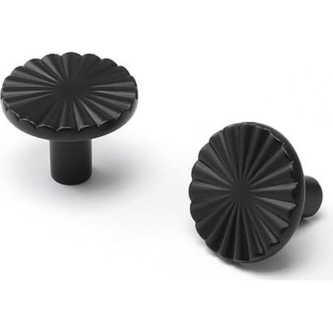 Lot de 2 Boutons de Porte et Poignées de Tiroir Noirs Plats pour Cuisine Salle de Bain Armoire Commode - en Alliage de Zinc (1/5)