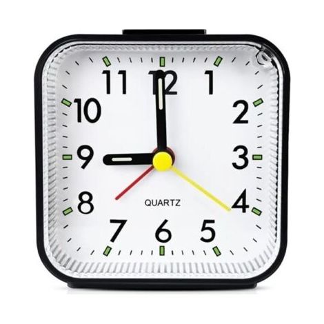 Petit réveil de voyage analogique à piles, silencieux, sans tic-tac, réveil en douceur, sonnerie progressive, fonction snooze, rétroéclairage à la demande, facile à régler (noir) (1/5)