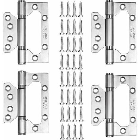 Charnière d'angle renforcée en acier inoxydable 304, lot de 4 pièces, dimensions 4x3x3 cm, visserie incluse, paumelle épaisse pour porte en bois, robuste et durable. (1/5)