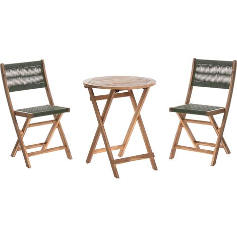 Bistro Set Folding PROSSEDI Acacia Wood Green