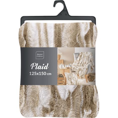 Plaid Imitation Fourrure et Sherpa 100% Polyester – CHEYENNE – Certifié Oeko-TEX - 125 x 150 cm (1/4)
