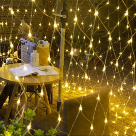 Guirlande lumineuse solaire féérique 3 m x 2 m, 192 LED, blanc chaud (1/5)