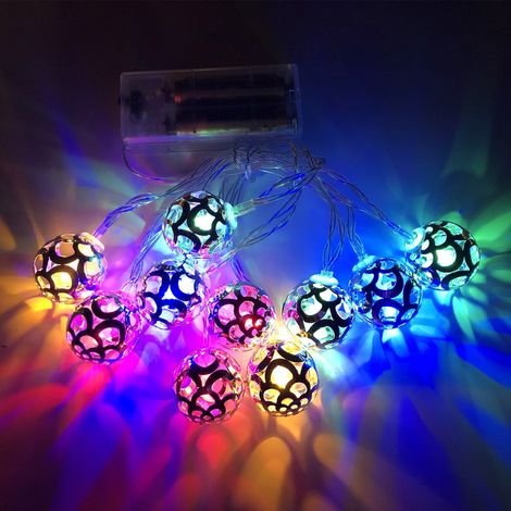 Guirlande Lumineuse Boule Motif Marocain - 10 Ou 20 Ampoules - Blanc Chaud Ou Multicolore - Pour Décoration Intérieure Et Extérieure - Fêtes Et Saisons (1/4)