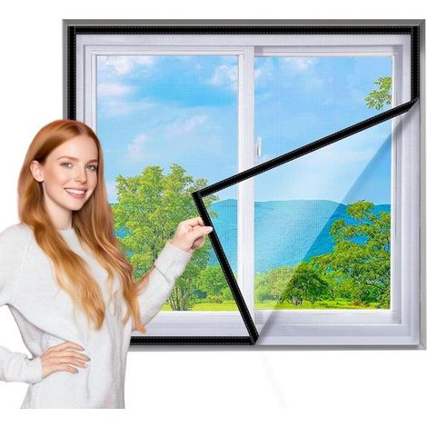 Moustiquaire de fenêtre – 100x100 cm – Maille blanche, bord noir – Anti-moustiques et mouches – Durable – Fenêtre de toit (1/5)