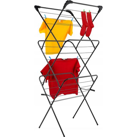 Kadax – Séchoir tour en acier noir 15m – Sèche-linge 10 kg avec pieds antidérapants – Pour intérieur et extérieur – Design élégant (1/5)