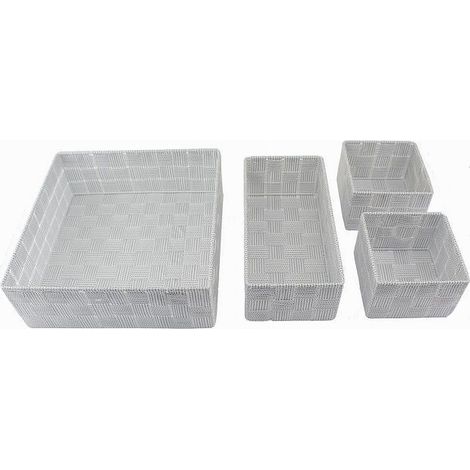 TRADE SHOP - Set 4pz Contenitori Grigio Chiaro Scatola In Tessuto Organizer Portaoggetti 79060 -