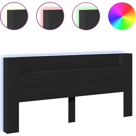 Maison Exclusive - Cabecero de cama con LED negro 220x16,5x103,5