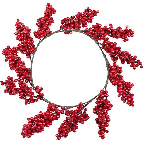 Guirlande De Noël - Couronne De Noël À Baies Rouges - Décoration Intérieure Pour Porte Et Mur - 1 Pièce (1/5)