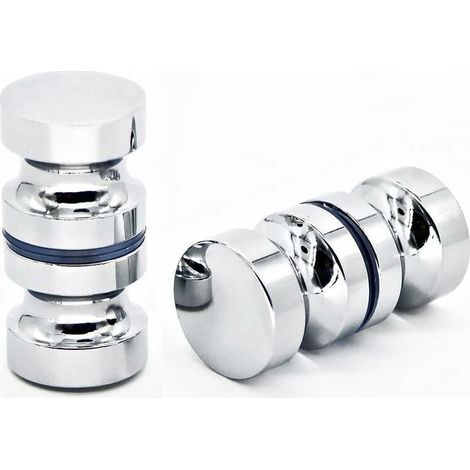 Lot de 2 poignées de porte de douche rondes dos à dos 30 mm pour porte de douche - Poignée de remplacement pour armoire de douche,porte coulissante de salle de bain,finition chromée (1/4)