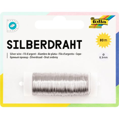 folia 79360 - Filo d'Argento Argentato, 1 Bobina da 0,3 mm x 80 m, Ideale per lavori di bricolage, composizioni e Gioielli (1/5)
