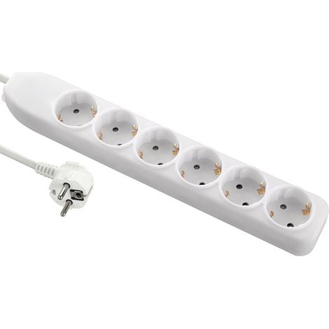 Electraline 51611 – Ciabatta multipresa a 6 prese con interruttore, cavo 3 G1, 1,5 m, colore: bianco (1/3)