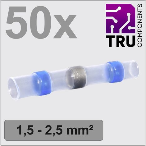 TRU COMPONENTS TC-12888424 Stoßverbinder mit Schrumpfschlauch 1.5 mm² 2.5 mm² Vollisoliert Blau 50 S