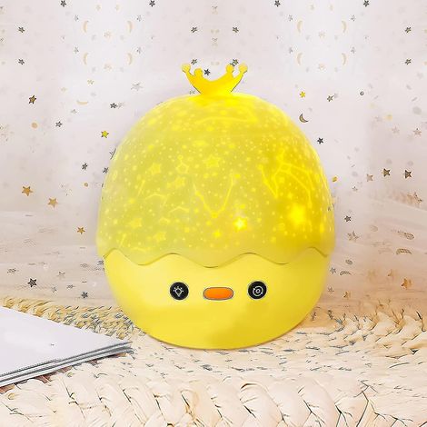 Lampe projecteur ciel étoilé, veilleuse bébé rotative à 360° avec minuteur et petit canard jaune, 6 thèmes lumineux (3 scènes). (1/5)