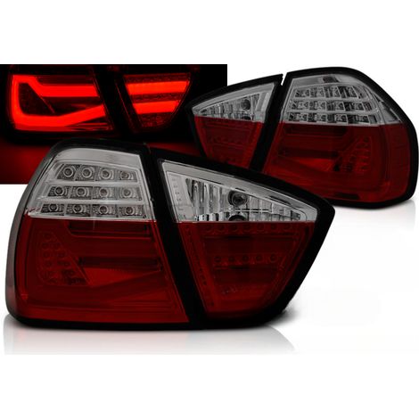 Paire feux arriere BMW serie 3 E90 Berline de 2005 a 2008 LED BAR rouge fume (1/5)