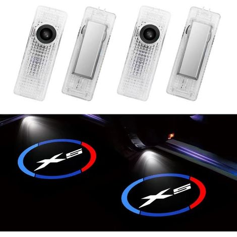 (2PCS-X5) Lot de 5 lampes LED d'accueil pour portières de voiture, projecteur d'ombre de logo, accessoires décoratifs automobiles compatibles avec les véhicules BMW. (1/5)