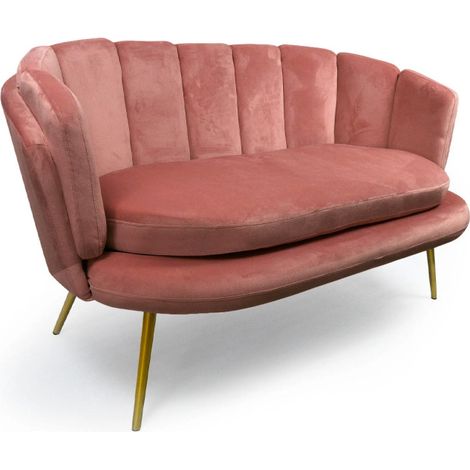 Canapé 2 Places en Velours "Dabren" 138cm Rose (1/5)