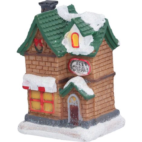 Scène de noël en résine, maisons de Village, ville avec lumière LED, fonctionnement à piles, pour décoration de fête de vacances. (1/5)