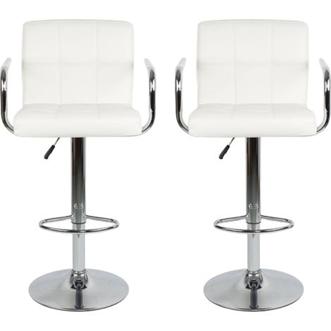 Lot de 2 Tabourets de Bar en Similicuir pour Bar, Bistrot ou Cuisine - Hauteur Réglable 93-114cm, Rotatif à 360 Dégrées (1/4)