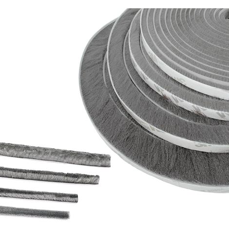 AIMOONSA Joint Brosse Porte, 5 M(L) x 9 mm(B) x 23 mm(D), Gris, Joint Fenetrepour Lsolation Phonique Porte, Joint Brosse Adhesif, Joint Brosse Porte Coulissante, Joint Brosse Moustiquaire