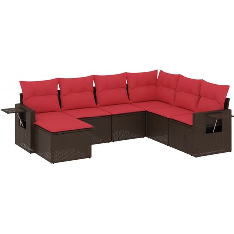 Maison Exclusive - 7-teiliges Gartensofa-Set mit Kissen, braun, P