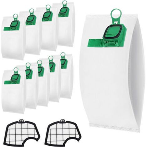 Kit di sacchetti compatibili per aspirapolvere Vorwerk VK140 VK150 con filtro di ricambio, 10 sacchetti in microfibra per aspirapolvere con 2 filtri motore.