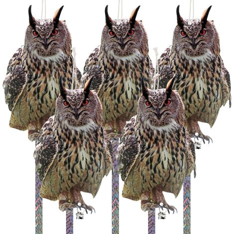 Anti Pigeons pour Balcon, 3 Pièces Hibou Effaroucheur Epouvantail Oiseaux Exterieur, Carton Plat Faux Hibou Effaroucheur Oiseaux Exterieur, Pics Anti Pigeons Eloigner Les Jardin