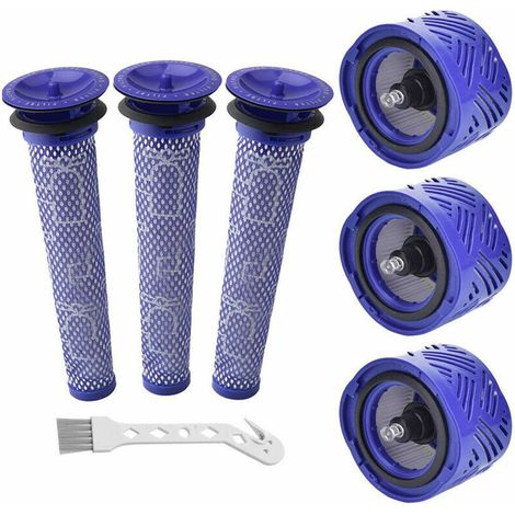 3X DC58 V6 Replacement Filters and Pre-filters for Dyson V6 Absolute and V6 Animal Cordless Handheld Vacuum Cleaners. Pre-filter with cleaning brush. (1/5)