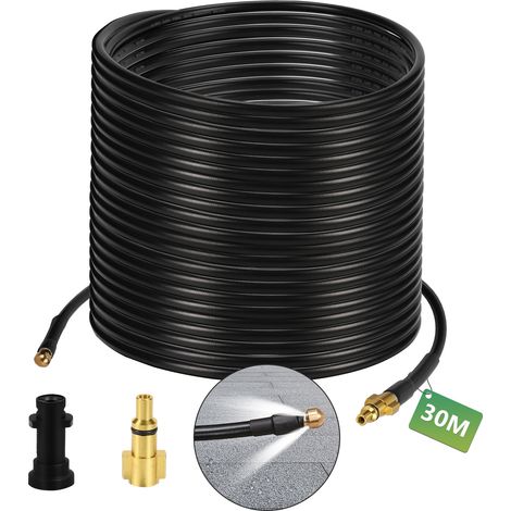 Wolketon Rohrreinigungsschlauch 30m 180Bar PVC-Schlauch mit fester Kupferdüse und M22 (1/5)
