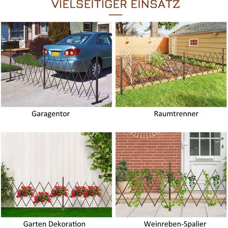 Barrière coulissante extensible en aluminium marron, 52-405 cm, hauteur 103,5 cm, pour jardin
