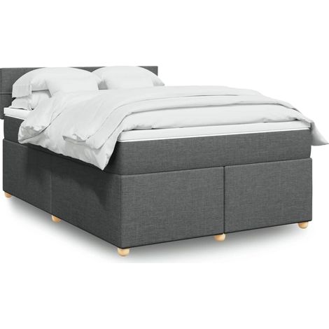 Boxspringbett mit Matratze Dunkelgrau 160x200 cm Stoff
