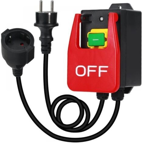 Interrupteur Monophasé, Commutateur à Bouton Poussoir, Interrupteur de Sécurité avec prise Interrupteur de machine pour éteindre rapidement la table de fraisage et d'autres appareils (1/5)