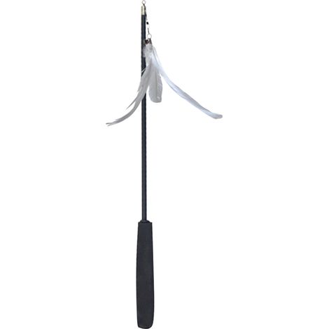 Jouet Teaser pour chat réduisant l'ennui chaton interactif amusant avec plume et cloche pour fournitures pour animaux de compagnie 1,8 m/5,9 pieds (têtes 3 pièces) (1/5)