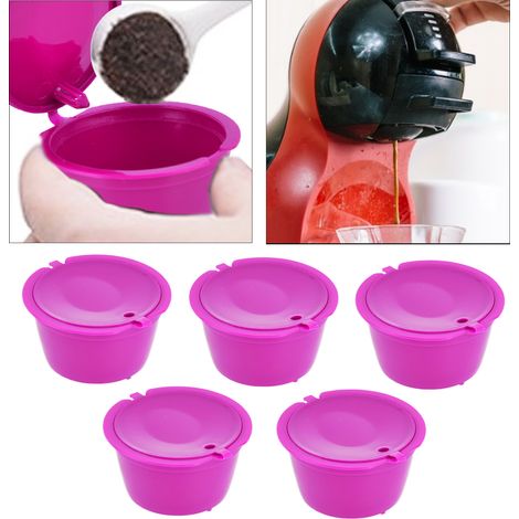[Cápsulas de café reutilizables] 5 cápsulas de café reutilizables de 50 ml con cuchara para máquinas Dolce Gusto, filtro de acero inoxidable 304, Rotrose (1/5)