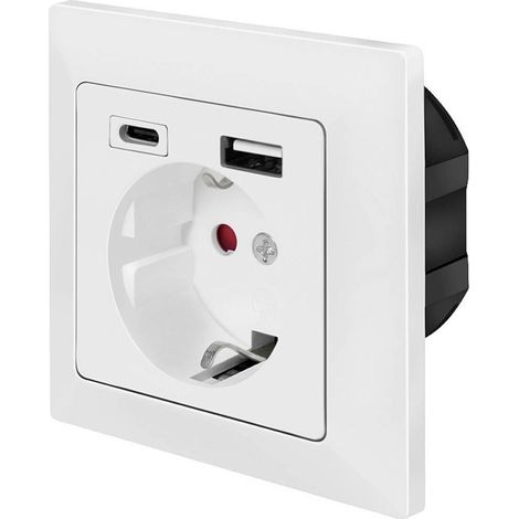 LOGILINK PA0262 - TOMA DE EMPOTRAR CON 1 TOMA DE TIERRA (CEE 7/3), 1 PUERTO USB-A, 1 PUERTO USB-C (1/3)