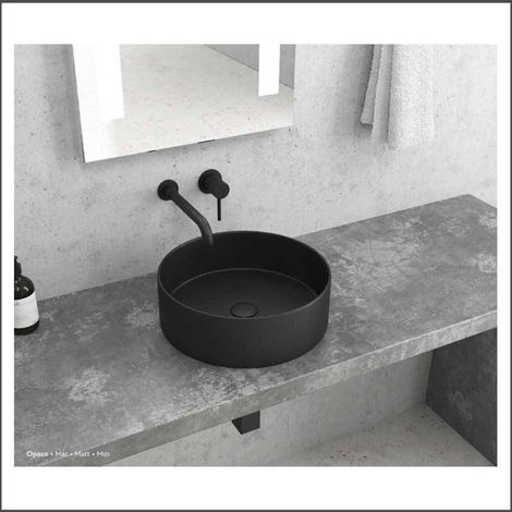 Lavabo da appoggio rotondo in ceramica nero opaco 35cm Litos-0006B kamalu (1/2)