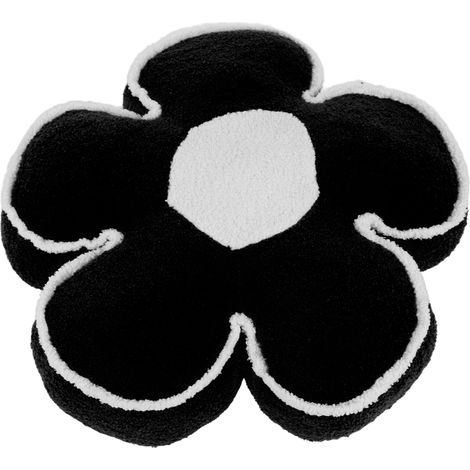 Flower Plush Throw Pillow 60cm Multifunctional Flower Shaped Plush Throw Pillow for Home Black