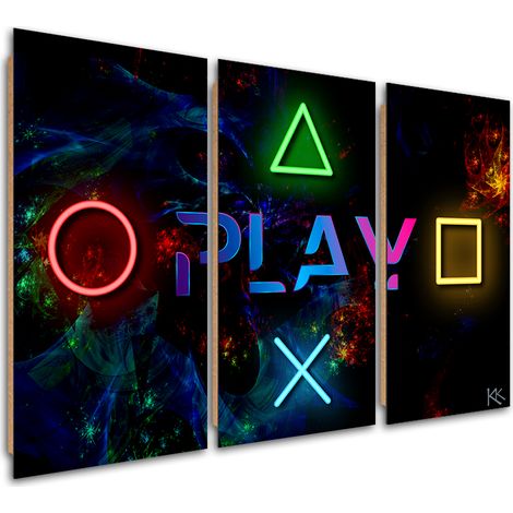 Quadro deco panel 3 paneli, Riproduci iscrizione e pulsanti per il controller - 90x60 (1/5)