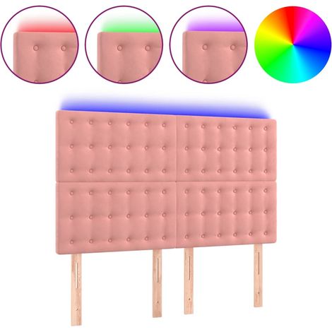 Maison Exclusive - Cabecero con luces LED terciopelo rosa 144x5x1 (1/5)