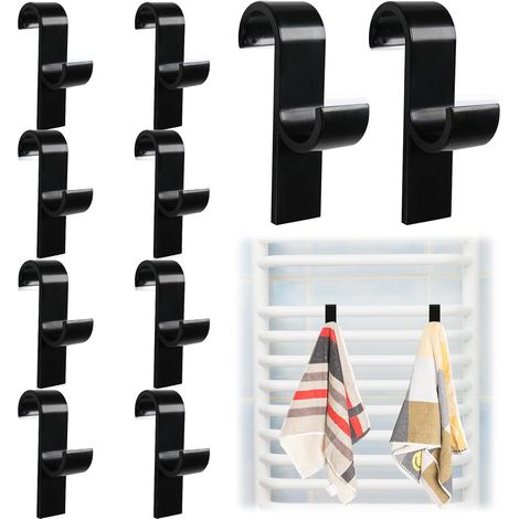 (Schwarz) 10 runde Heizkörperhaken, Handtuchhalter-Heizkörperhaken, multifunktionale ABS-Badezimmer-Handtuchhaken (1/5)