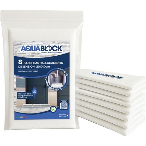 SACCHI AUTOESPANDENTI ANTIALLAGAMENTO 20X40CM AQUABLOCK CONFEZIONE 8 PEZZI