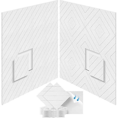 Lot de 12 panneaux en mousse insonorisante 30,5 x 30,5 x 1 cm, panneaux acoustiques autocollants blancs pour traitement acoustique (1/5)