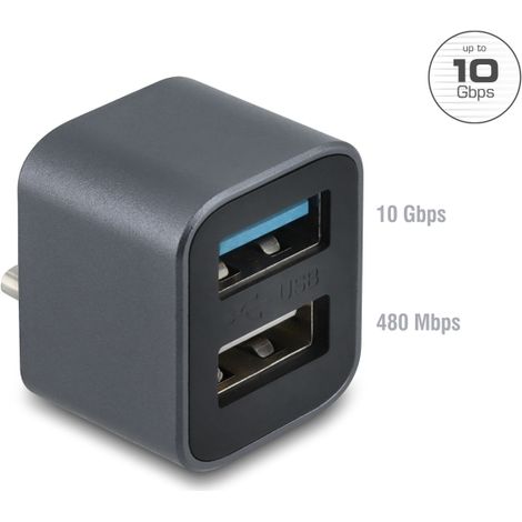 Mini USB Hub USB Type-C™ Stecker zu 1 x USB 10 Gbps USB Typ-A und 1 x USB 2.0 Typ-A