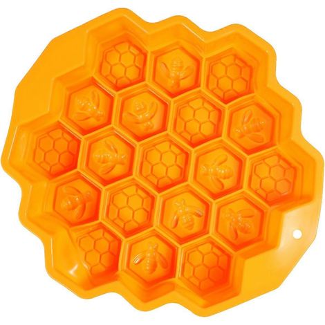 Moule en silicone unique, moule à pâtisserie chic en forme de nid d'abeille, outil de cuisson-24X23CM-Orange (1/3)