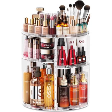 Organisateur Maquillage Rotatif 360 Degrés Rangement 6 Niveaux Réglables Stockage Boîte Cosmétique Multifonctionnel Transparent (1/5)