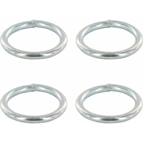 4x Anneau rond soudé en acier zingué A souder Chaîne Câble Argent Bricolage Bâche Piquet Jardin, 7x50mm