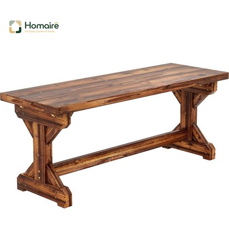 HOMAIRE Gartenbank 2-Sitzer wetterfest aus Holz mit X-Basis, 240kg belastbar, verkohlt