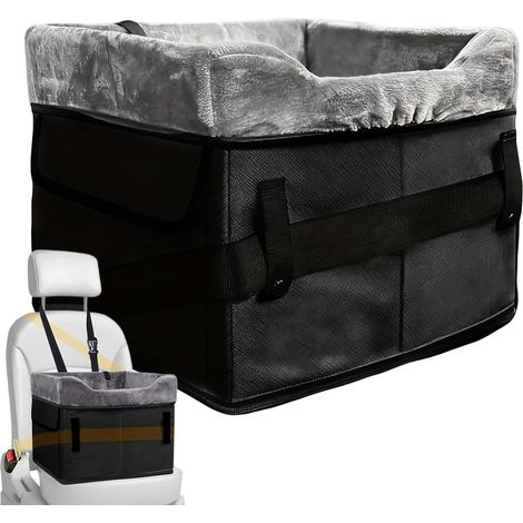 Siège Auto pour Chien, boîte de Transport, Portable, en Peluche, Lavable, pour Chiens et Chats jusqu'à 11 kg, avec Poches de Rangement pour Banquette arrière, siège ou siège Central (1/5)