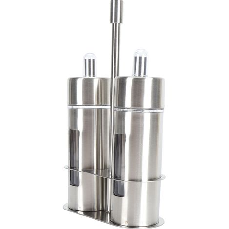 Bottiglia per olio e salse in acciaio inox, con doppio beccuccio, set di bottigliette in miniatura per condimenti da tavola, 80 ml
